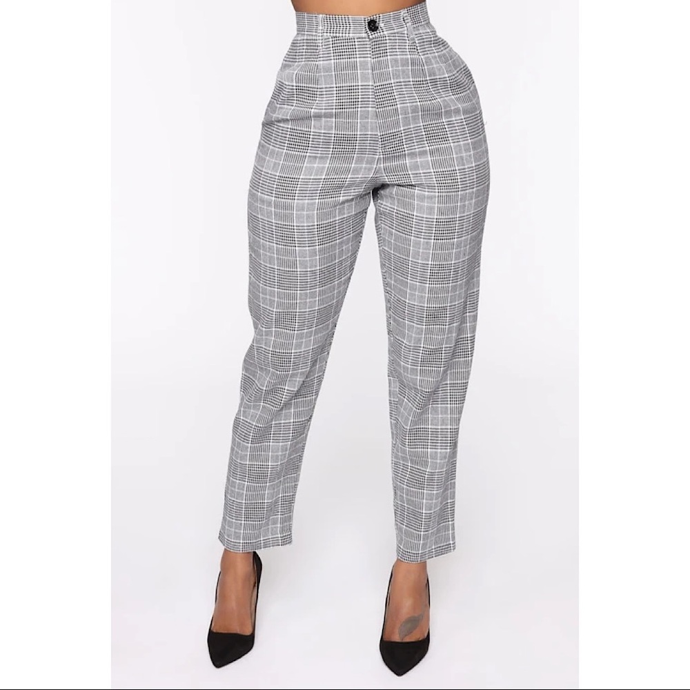 Office Gossip Plaid Trousers - Black
